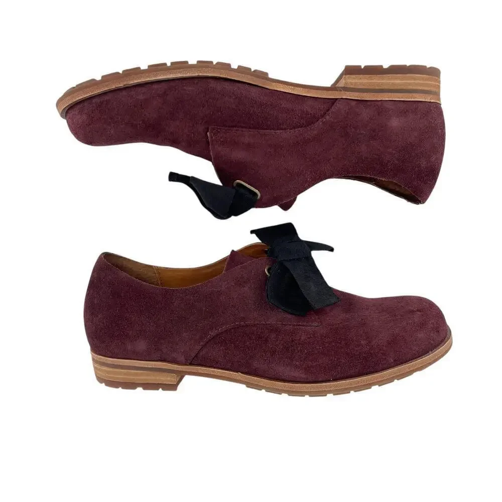 Kork-Ease Beryl Bow Suede Oxford in Burgundy Size 8.5